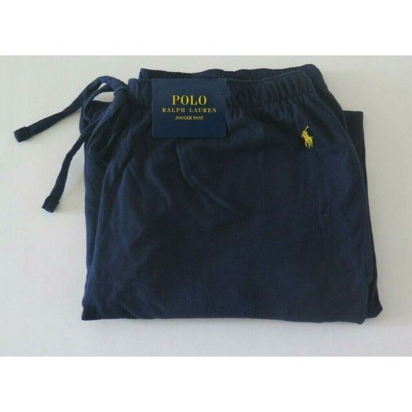 Polo Ralph Lauren Men Sz S L204 Relaxed Fit Navy Blue Cotton Lounge Jogger Pants - Picture 2 of 9